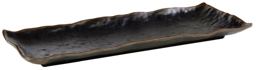 [506443] Dienblad 39.0x16.0x3.0cm Marone Zwart met bruine rand