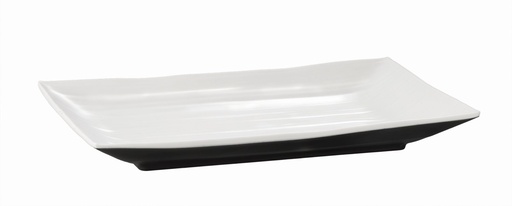 [506445] Melamine schaal 24.5x15.0x3.0cm Halftone binnenkant wit buitenkant zwart