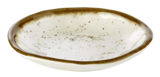 [506506] Melamine Bord 15.5x15.5x2.5cm Stone Art bruin met witte rand