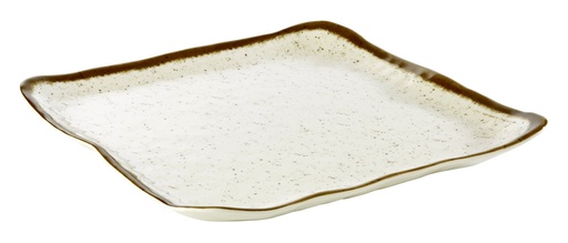 [506511] bord 33.0x32.5x3.0cm Stone Art bruin met witte rand Melamine