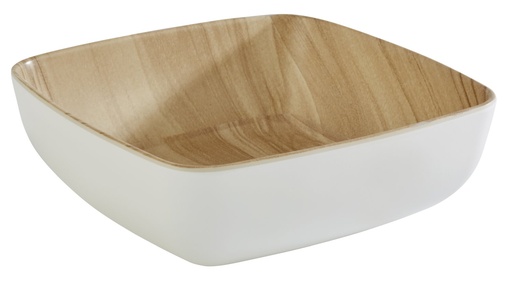 [506520] Schaal Frida wit 16.5x16.5x5.5cm melamine met houten afwerking binnenzijde