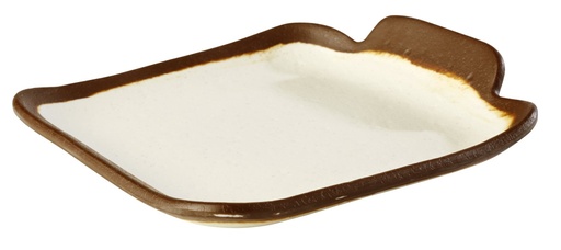 [506526] Bord melamine 14.0x13.0x2.5cm Crocker crème met bruine rand per 12 stuks