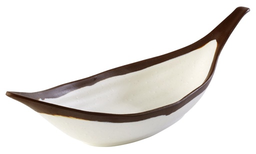 [506537] Schaal 0.17 liter 30.5x10.0x7.5cm Leaf Crocker 30 melamine crème met bruine rand