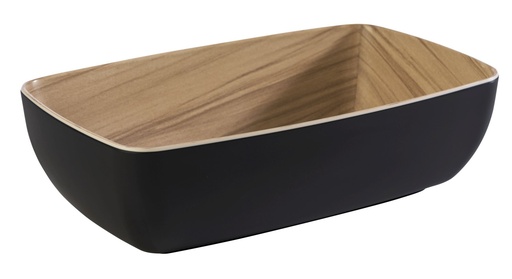 [506543] GN 1/4 schaal 26.5x16.2x7.5cm Frida melamine binnenkant houtdecor buitenkant zwart