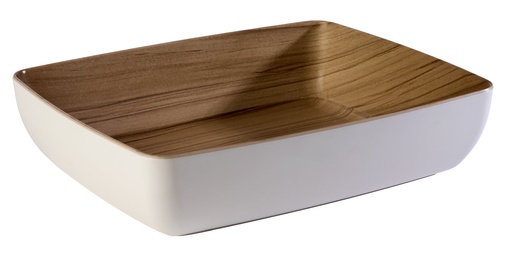 [506544] GN 1/2 schaal 32.5x26.5x7.5cm Frida melamine binnenzijde houtdecor buitenzijde wit