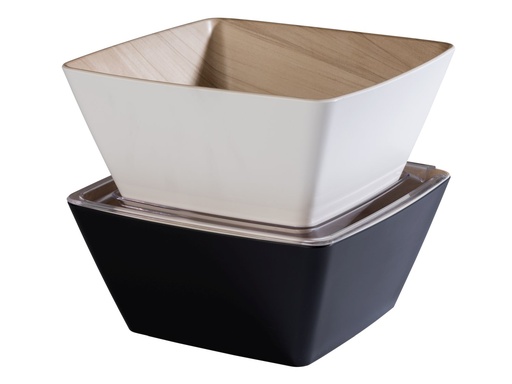 [506547] Schaal 25.0x25.0x12.0cm Frida melamine binnenzijde houten afwerking buitenzijde zwart