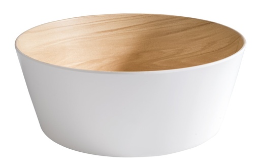[506551] Schaal Ø26.5cm H10.5cm Frida wit melamine binnenzijde houtoptiek buitenzijde