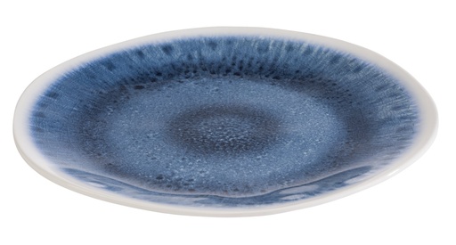 [506557] Bord Melamine Blue Ocean blauw decor binnenzijde wit buitenzijde 26.5x26.5x2.0cm