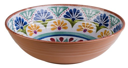 [506569] Melamine Kom 31.0x31.0x9.0cm 3.0 liter Arabesk Decor binnenkant terracotta-look buitenkant