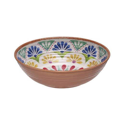 [506570] Melamine Kom 1.5 liter 24.0x24.0x7.0cm Arabesque Binnenzijde dessin terracotta-look buitenzijde