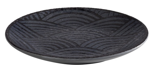 [506605] Melamine bord 14.5x14.5x1.5cm Dark Wave Zwart decor buitenzijde