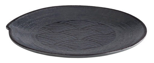 [506606] Melamine Bord 22.0x22.0x2.0cm Dark Wave Decor Zwart