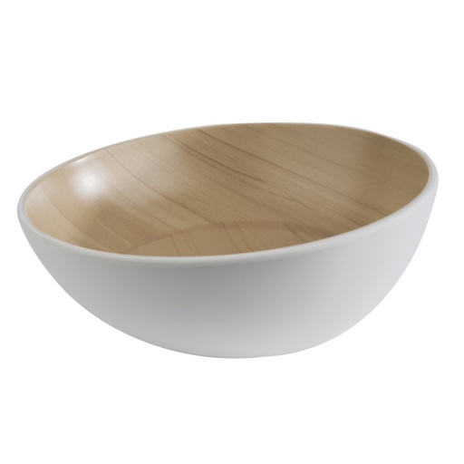 [506611] Schaal 21.5x21.5x8.5cm Frida wit melamine binnenzijde houtlook buitenzijde
