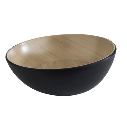 [506612] Kom 21.5x21.5x8.5cm Frida 21 melamine binnenkant houtlook buitenkant zwart