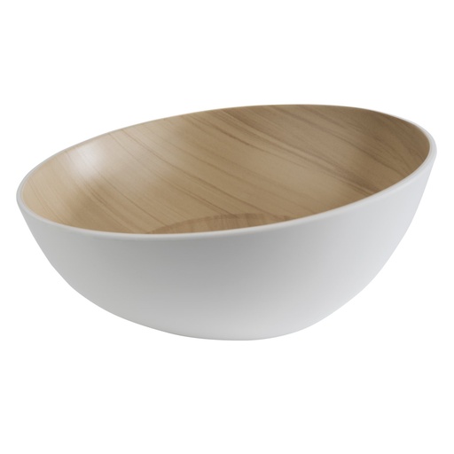 [506613] Schaal Ø 25.0x11.0cm Frida binnenzijde Houtlook buitenzijde Wit Melamine