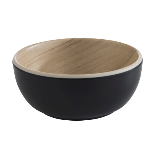 [506619] kom Ø8.5xH3.5cm Frida binnenzijde houtlook buitenzijde zwart Melamine