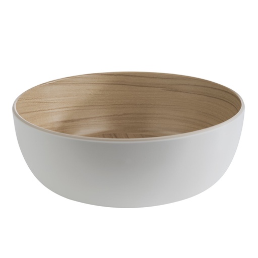 [506620] Kom 21.5x21.5x7.5cm Frida wit melamine met houtlook buitenzijde