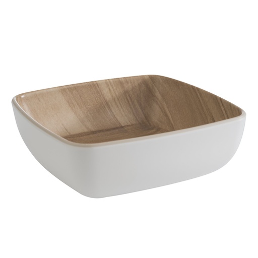 [506624] Kom 12.5x12.5x4.5cm Frida melamine houtlook wit