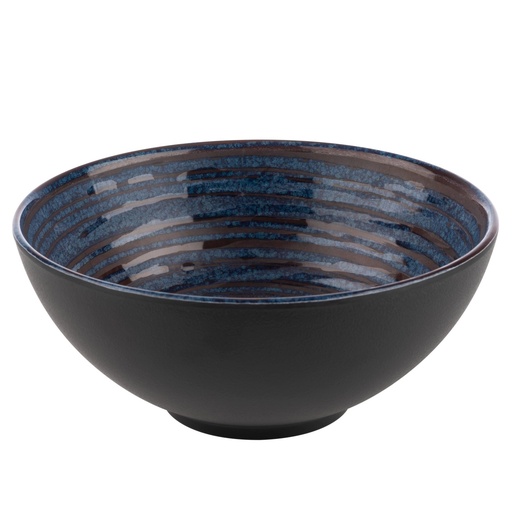 [506640] kom Loops binnenzijde donkerblauw decor buitenzijde donkergrijs 18.5x18.5x8.0cm Melamine