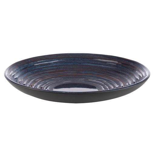 [506646] Melamine Bord 25.5x25.5x4.5cm Loops donkerblauw decor binnenzijde donkergrijs Loops buitenzijde