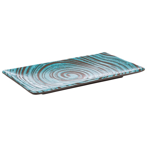 [506671] sushibord 23.5x13.5x1.5cm Cancun 23 turkoois decor binnenzijde bruine buitenzijde Melamine