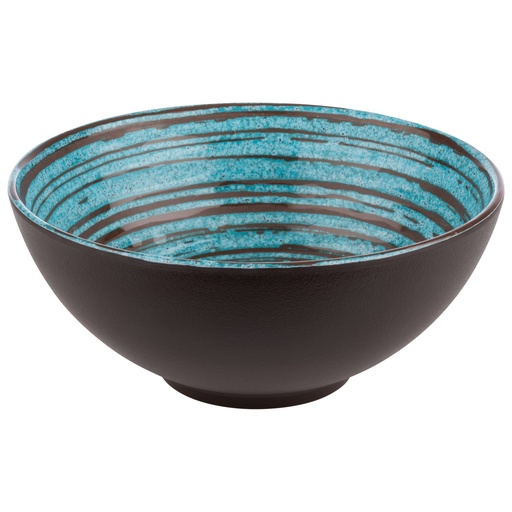[506675] Melamine kom Ø 18.5xH 8.0cm Cancun Turquoise decor binnenzijde Bruine buitenzijde