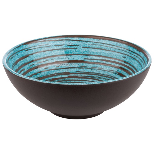 [506676] Melamine schaal Ø 24.0 cm 9.0 cm hoog Cancun turquoise decor binnenkant bruine buitenkant