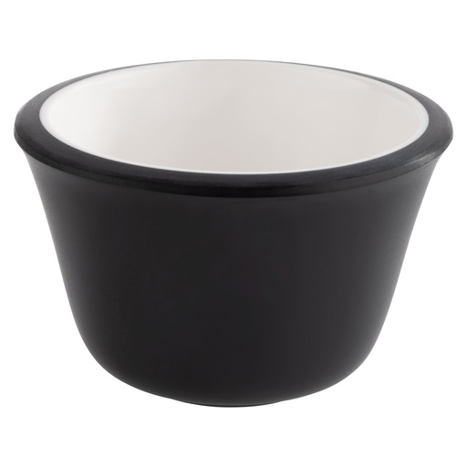 [506688] Set van 6 mini dipkommen melamine 40.0ml 6.0x6.0x4.0cm binnenzijde wit buitenzijde zwart