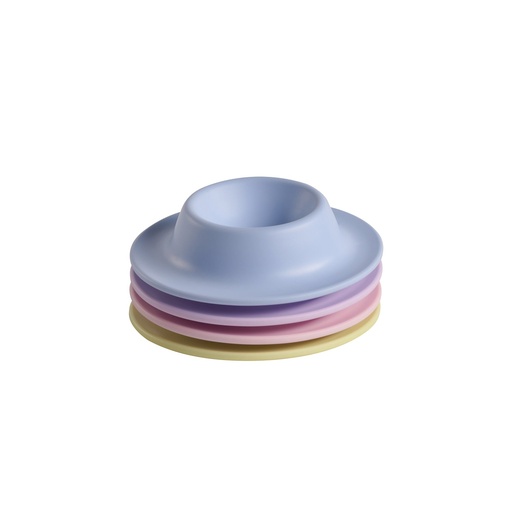 [506717] 4-delige set eierdoppen 8.5x8.5x2.5cm Eggy kleurrijk mat geel en paars melamine