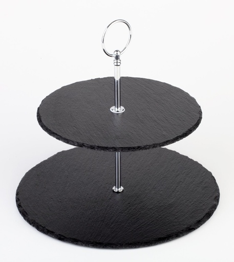 [506738] Etagère 2 etages Ø 25.0/20.0 cm H 24.0 cm dikte 0.4-0.7cm 25.0x25.0x24.0cm naturel leisteen