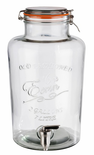 [506812] Glazen bus voor dispenser met beugeldop 7.0 liter 19.0x19.0x36.5cm klassiek