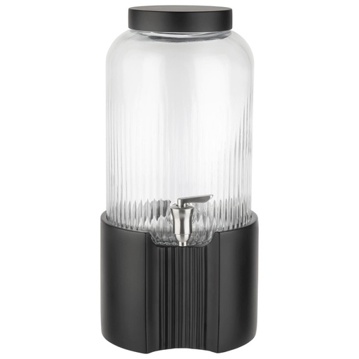 [506824] Drankdispenser 7.0 liter glazen reservoir RVS tapkraan betonnen voet en deksel 22.0x22.0x45.0cm zwart