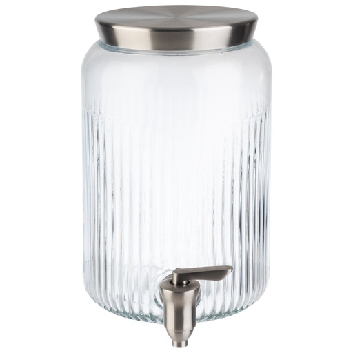 [506893] Drankendispenser glas RVS met deksel en tapkraan 3.8 liter 16.0x16.0x25.0cm