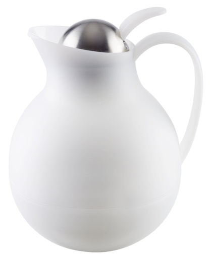 [506903] Dubbelwandige drankdispenser 1.0 liter 16.0x16.0x20.0cm wit polypropyleen/glas rvs schenksysteem