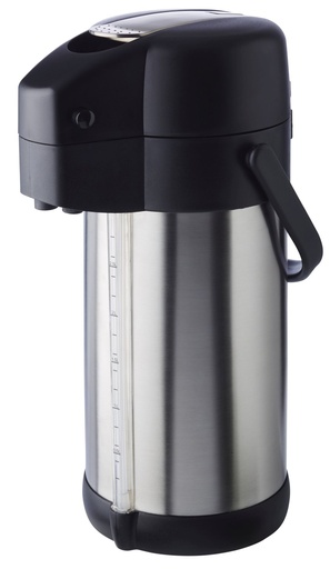 [506905] Drankdispenser dubbelwandig RVS 18/8 polypropyleen met draaghendel schroefdop 3.0 liter 15.0x15.0x37.0cm Premium Satijn
