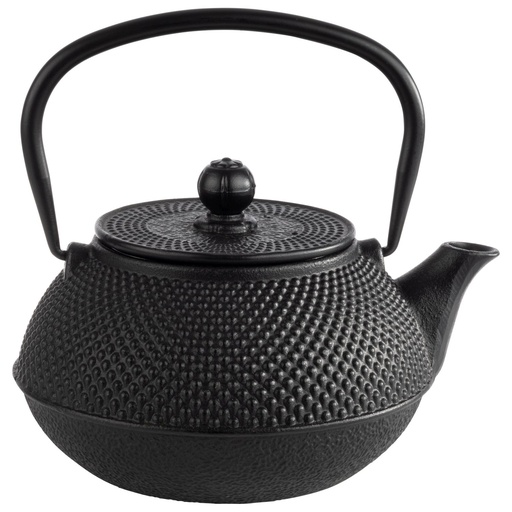 [506911] Aziatische Gietijzeren Theepot 0.8 liter 17.0x14.0x17.0cm Zwart