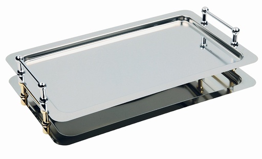 [506918] Buffetschaal GN 1/1 53.0x32.5x7.0cm RVS stapelbaar met verchroomde geschroefde handgrepen