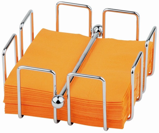 [506962] Bar Servettenhouder inclusief circa 50 cocktailservetten 14.0x14.0x6.5cm verchroomd metaal