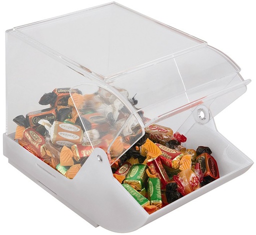 [506985] Stapelbare voorraaddoos 23.0x14.0x15.5cm wit kunststof met transparant deksel