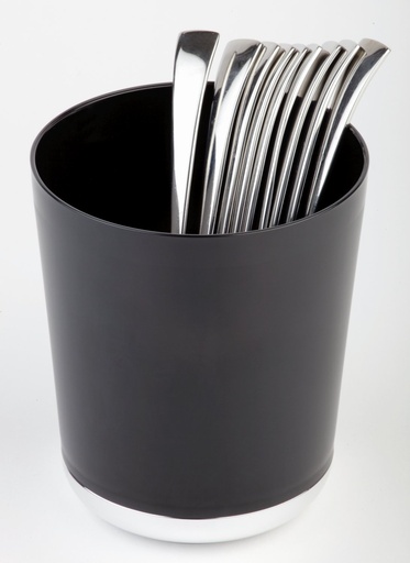 [507008] Tafelbestekbak 13.0x13.0x15.5cm SAN matzwart met verchroomde voet