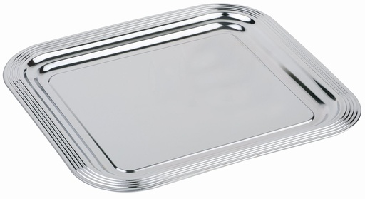 [507028] Partyschaal GN 2/3 35.4x32.5x1.5cm Klassiek Vernikkeld hoogglans verchroomd met lijn decoratie