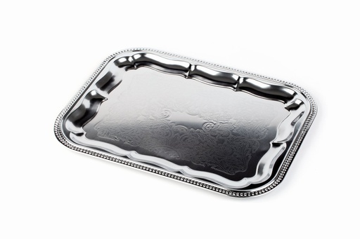 [507030] Feestschaal rechthoekig 41.0x31.0x1.5cm vernikkeld en hoogglans verchroomd