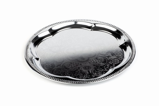 [507031] Ronde serveerschaal Ø35.0xH1.5cm glanzend verchroomd en vernikkeld