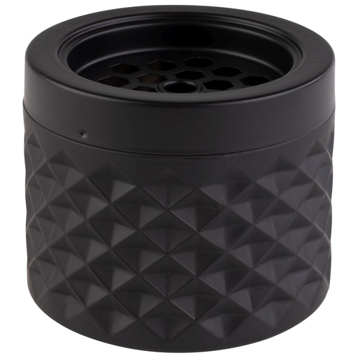 [507063] Asbak 9.5x9.5x8.0cm Nebula mat zwart glas zwart geborsteld metaal met bajonetsluiting