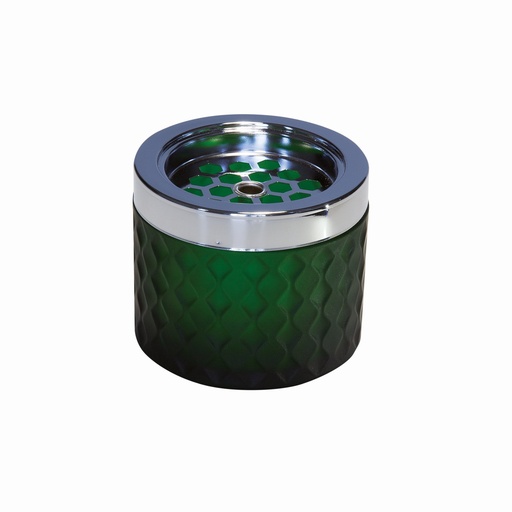 [507066] Asbak 9.5x9.5x8.0cm Ventis donkergroen gemateerd glas verchroomd metaal
