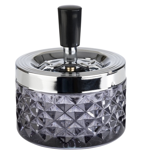 [507067] Glazen drukasbak ⌀9.5x11.0cm donkergrijs