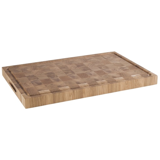 [507091] Snijplank 58.0x37.5x4.5cm Profi met sapgoot en 2 zijdelingse handgrepen eikenhout