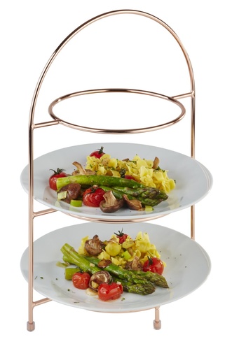 [507141] Etagère 29.0x19.5x43.0cm draadstaal koperlook voor 3 borden
