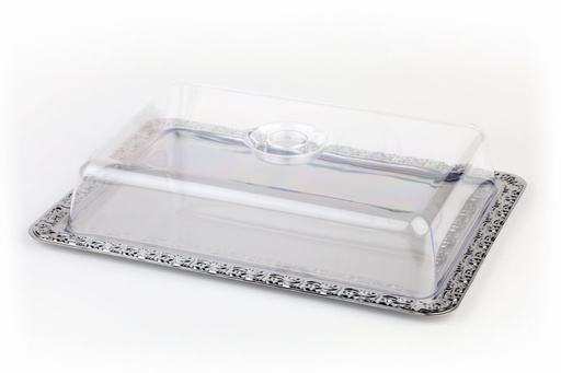 [507207] Serveerschaal roestvrij staal met polystyreen deksel 42.0x31.0x8.0cm Schöner Essen