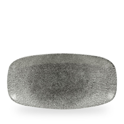 [508392] Schaal rechthoek 35.5cm x 18.9cm Raku Quartz Black Churchill